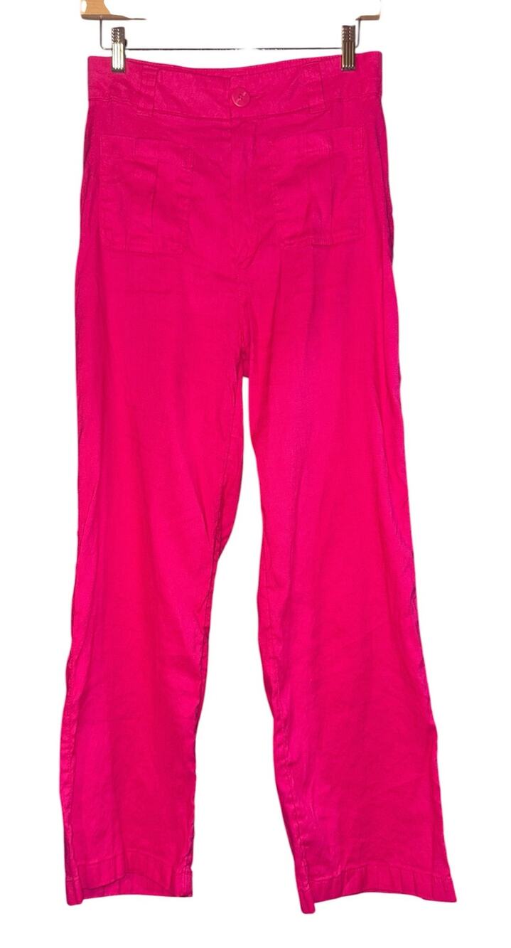 Nicole Miller Linen Blend Barbie Pink Pants Women's 6 Resort‎ Beach Lightweight